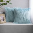 thumbnail image 1 of Holiday Deal Selection Phantoscope Plush Faux Fur Decorative Throw Pillow Cover for Bed and Couch, 20" x 20", Light Blue, 2 Pack, 1 of 3