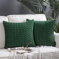 thumbnail image 1 of Holiday Deal Selection Phantoscope Quilted Velvet Braid Textured Pleated Decorative Throw Pillow Cover for Bed and Couch, 18" x 18", Dark Green, 2 Pack, 1 of 3