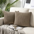 thumbnail image 1 of Holiday Deal Selection Phantoscope Quilted Velvet Braid Textured Pleated Decorative Throw Pillow Cover for Bed and Couch, 18" x 18", Light Brown, 2 Pack, 1 of 3