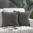 thumbnail image 1 of Holiday Deal Selection Phantoscope Quilted Velvet Braid Textured Pleated Decorative Throw Pillow Cover for Bed and Couch, 20" X 20", Dark Gray, 2 Pack, 1 of 3