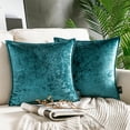 thumbnail image 1 of Holiday Deal Selection Phantoscope Shiny Crushed Trimmed Velvet Decorative Throw Pillow Cover for Bed and Couch, 20" x 20", Lake Blue, 2 Pack, 1 of 4