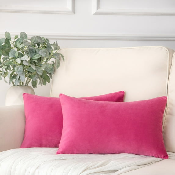Holiday Deal Selection Phantoscope Soft Silky Velvet Decorative Throw Pillow Cover for Bed and Couch, 12" x 20", Pink, 2 Pack