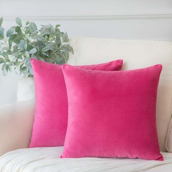 Holiday Deal Selection Phantoscope Soft Silky Velvet Decorative Throw Pillow Cover for Bed and Couch, 18" x 18", Pink, 2 Pack