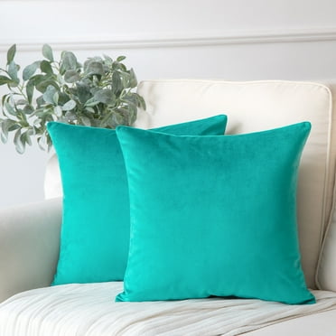 Holiday Deal Selection Phantoscope Soft Silky Velvet Decorative Throw Pillow Cover for Bed and Couch, 18" x 18", Turquoise, 2 Pack