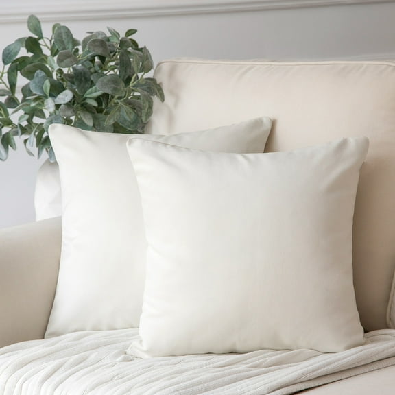 Holiday Deal Selection Phantoscope Soft Silky Velvet Decorative Throw Pillow Cover for Bed and Couch, 20" x 20", Off White, 2 Pack