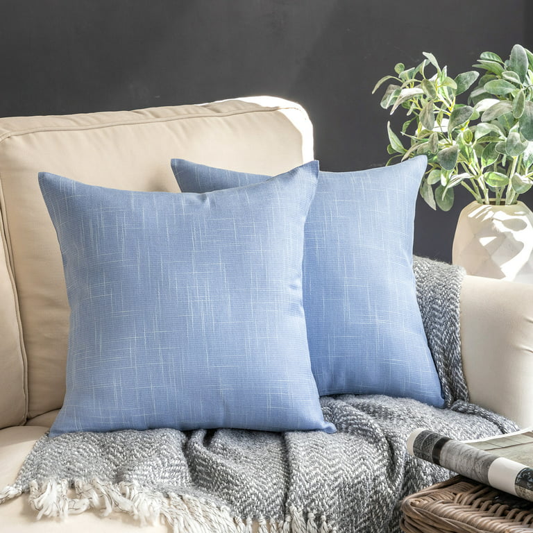 Textured Linen  Blue Pillow Cover