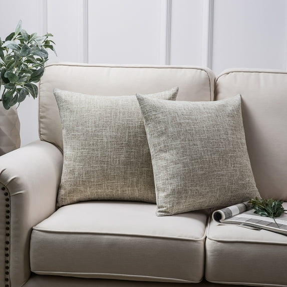 Holiday Deal Selection Phantoscope Textural Faux Linen Decorative Throw Pillow Cover for Bed and Couch, 20" x 20", Beige, 2 Pack