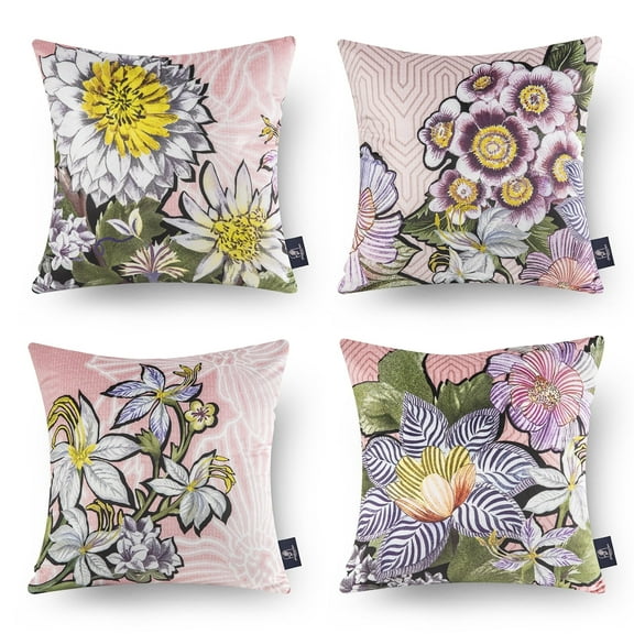 Phantoscope Tropical Series Decorative Throw Pillow Covers, Light Purple Sunflower, 18" x 18", Set of 4