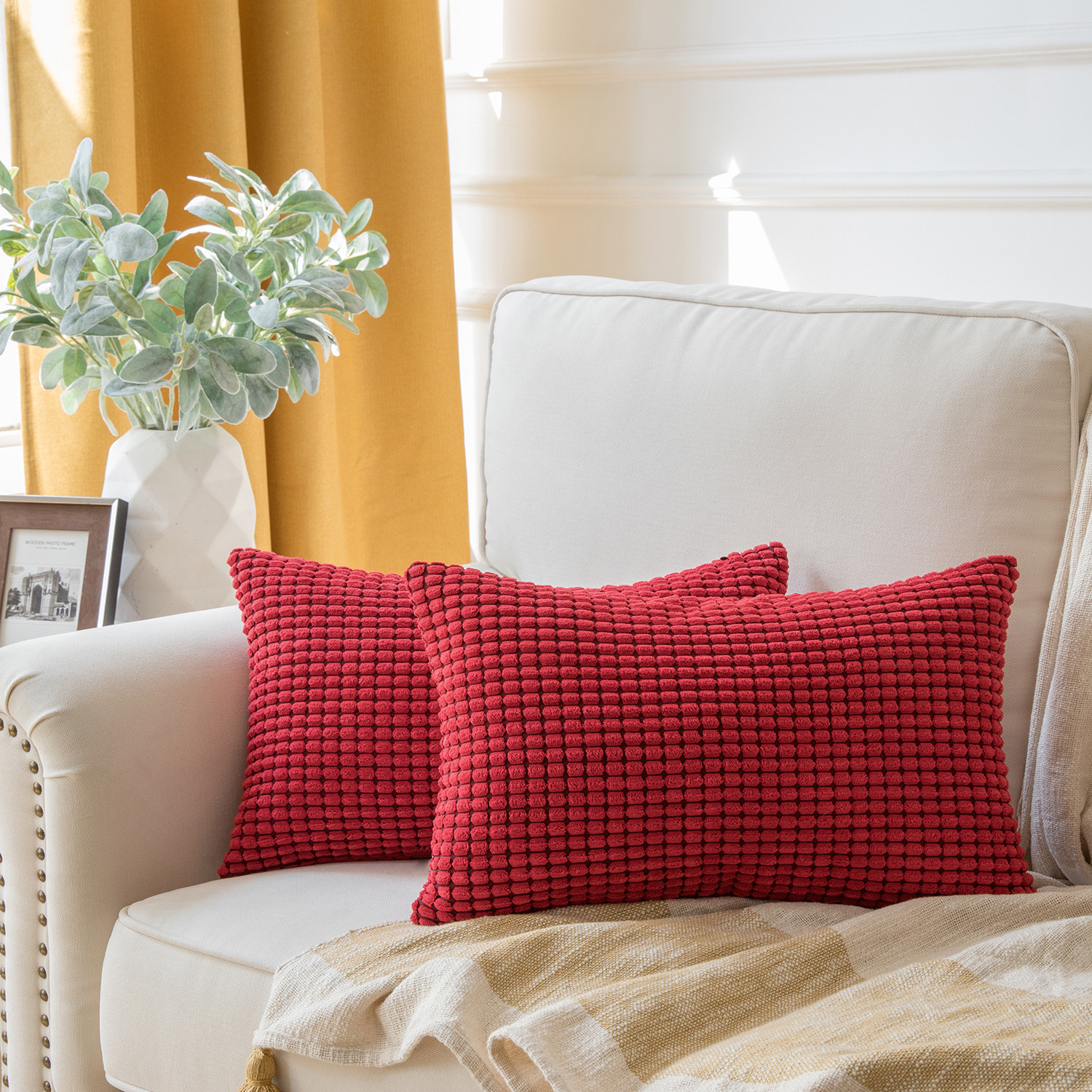 Holiday Deal Selection Soft Corduroy Corn Striped Velvet Decorative ...
