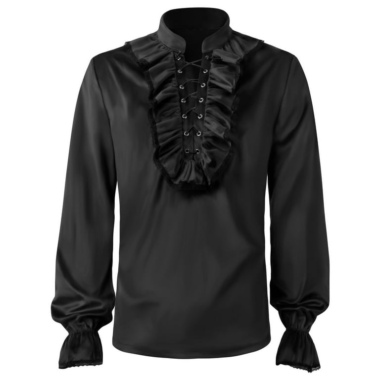 Holiday Deals 2023! Loopsun Mens Medieval Shirt Renaissance Tops, Men's  Pleated Shirt Medieval Clothes Steampunk Stage Clothes Stand Collar Court  Clothes with Shirt Shirt Black 