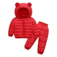 thumbnail image 1 of Holiday Deals 2023! Loopsun Toddler Boy Girl 2-piece Winter Snowsuit Set, Infant Down Jacket for Boys and Girls Winter Two-piece Suit Red, 1 of 2