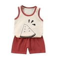 thumbnail image 1 of Holiday Deals 2024! Loopsun Toddler Suit Toddler Boy Girl Clothes Set, Crew Neck Sleeveless Printing Fashion Cute Casual Tank and Shorts Set Red, 1 of 5