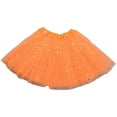 thumbnail image 1 of Loopsun Tulle Skirt, Toddler Girls Solid Short Cute Net Yarn Sequins Tulle Skirt Orange, 1 of 5