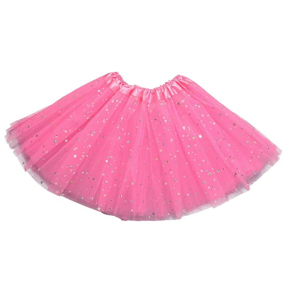 Loopsun Tulle Skirt, Toddler Girls Solid Short Cute Net Yarn Sequins Tulle Skirt Pink