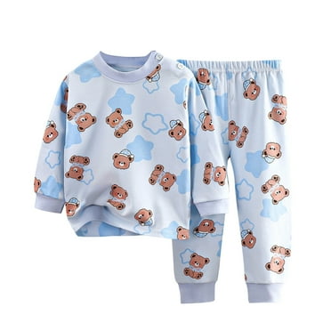 Holiday Deals 2024! itsun Toddler Pajama Sets, Toddler Printing Clothes Two Piece Set Sleepwear Newborn Underwear Thin Set Light Blue 2-4 Years