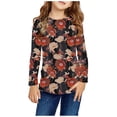 thumbnail image 1 of Holiday Deals AJTQTH Floral Shirts for Kids Girls Casual Long Sleeve Crewneck Graphic Pullover Tops Fashion Basic Workout Sweatshirts Cotton T-Shirts Multicolor#10 5-6 Years, 1 of 6