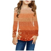 Holiday Deals AJTQTH Floral Shirts for Kids Girls Casual Long Sleeve Crewneck Graphic Pullover Tops Fashion Basic Workout Sweatshirts Cotton T-Shirts Multicolor#02 11-12 Years