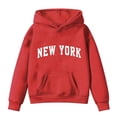 thumbnail image 1 of Holiday Outfits AJTQTH Funny Letters New York Print Long Sleeve Hoodie Tops for Kids Boys Girls Casual Drawstring Hooded Pullover Sweatshirts Loose Lightweight Cotton Blouse Red 1-2 Years, 1 of 3