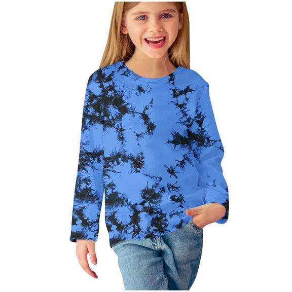 Holiday Outfits AJTQTH Kids Shirts Casual Tie Dye Gradient Print Long Sleeve Crewneck Pullover Sweatshirts Boys Girls Ombre Tops Fashion Comfy Graphic T-Shirts Multicolor#03 13-14 Years