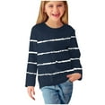 thumbnail image 1 of Holiday Outfits AJTQTH Lovely Girls Long Sleeve Crewneck Striped Shirts Kids Casual Graphic Pullover Tops Loose Lightweight Relaxed Fit Cotton T-Shirts Navy 4-5 Years, 1 of 6