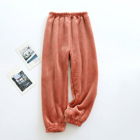 Abomasnow Toddlers Boys Girls Fleece Lined Pants Loose Fit High Waist Wide Leg Baggy Pants Fall Winter Plush Thick Warm Pants 2-13 Years