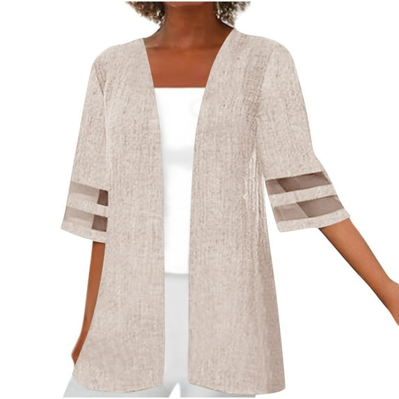 Holiday Deals! Borniu Cardigan For Women Fashion Cardigan Up Casual Solid Color Half Sleeve Hoodeless Tops Lightweight Summer Cardigan Fall Cardigan Clearance