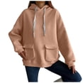 thumbnail image 1 of Ohufall Hoodies for Women, Sweatshirt for Women Versatile Solid Color Long Sleeved Round Neck Pocket Temperament Tops, 1 of 9