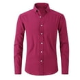 thumbnail image 1 of Ohufall Mens Shirts,Long Sleeve Shirts for Men,Casual Buttons Solid With Pocket Turndown Long Sleeve Breathable Shirt Blouse, 1 of 3