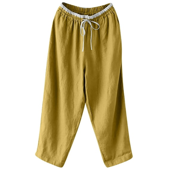 Holiday Deals! Borniu Pants Fashion Women Plus Size Pants, Drawstring Casual Solid Elastic Waist Pocket Loose Pants Clearance