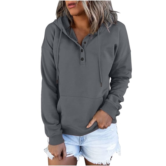 Holiday Deals! Ohufall Sweatshirt For Women, Women's Hooded Color Long-sleeved Sweatshirt Casual Blouse Pullover Tops Fall Sweatshirts Clearance