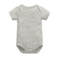 thumbnail image 1 of Ohufall Toddler Boy Shirts Toddler Kids Baby Boys Girls Romper Cotton Solid Color Tops Short Sleeve Jumpsuit, 1 of 2