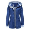 thumbnail image 1 of Holiday Deals! Ohufall Women's Waterproof Rain Jacket Outdoor Lightweight Raincoat With Removable Hoodies Windbreaker Trench Coat Clearance, 1 of 4