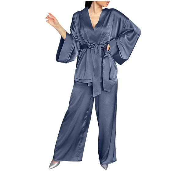 Ohufall Pajamas for Women, Women Summer Fashion Casual V-neck Sleepwear Two Piece Set Pockets Pajama Sets