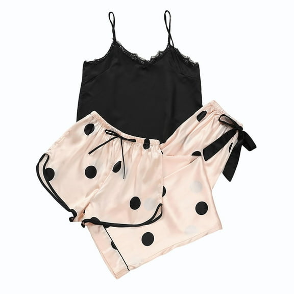 Ohufall Pajamas for Women, Women's Summer Breathable Ice Silk Home Wear Top Pants Pajama Sets