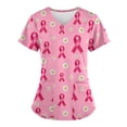 thumbnail image 1 of Holiday Deals Clearance! Qiaocaity Womens Scrubs Tops Working Blouse Short Sleeved V-neck Shirt Red Ribbon Breast with Pocket Short Sleeved V-neck Shirt/shirt Light Pink L, 1 of 3