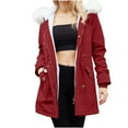 thumbnail image 1 of Umfun Fleece Jacket for Women, Women's Comfy Stylish Stitching Long Sleeve Sweater Casual Long Cardigan Tops Wine 4XL, 1 of 5