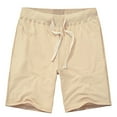 thumbnail image 1 of HOOMEUMY Men's Drawstring Elastic Waist Cotton Shorts with Pockets Solid Color Summer Beach Shorts Sports Running Sweatpants Khaki 10, 1 of 6