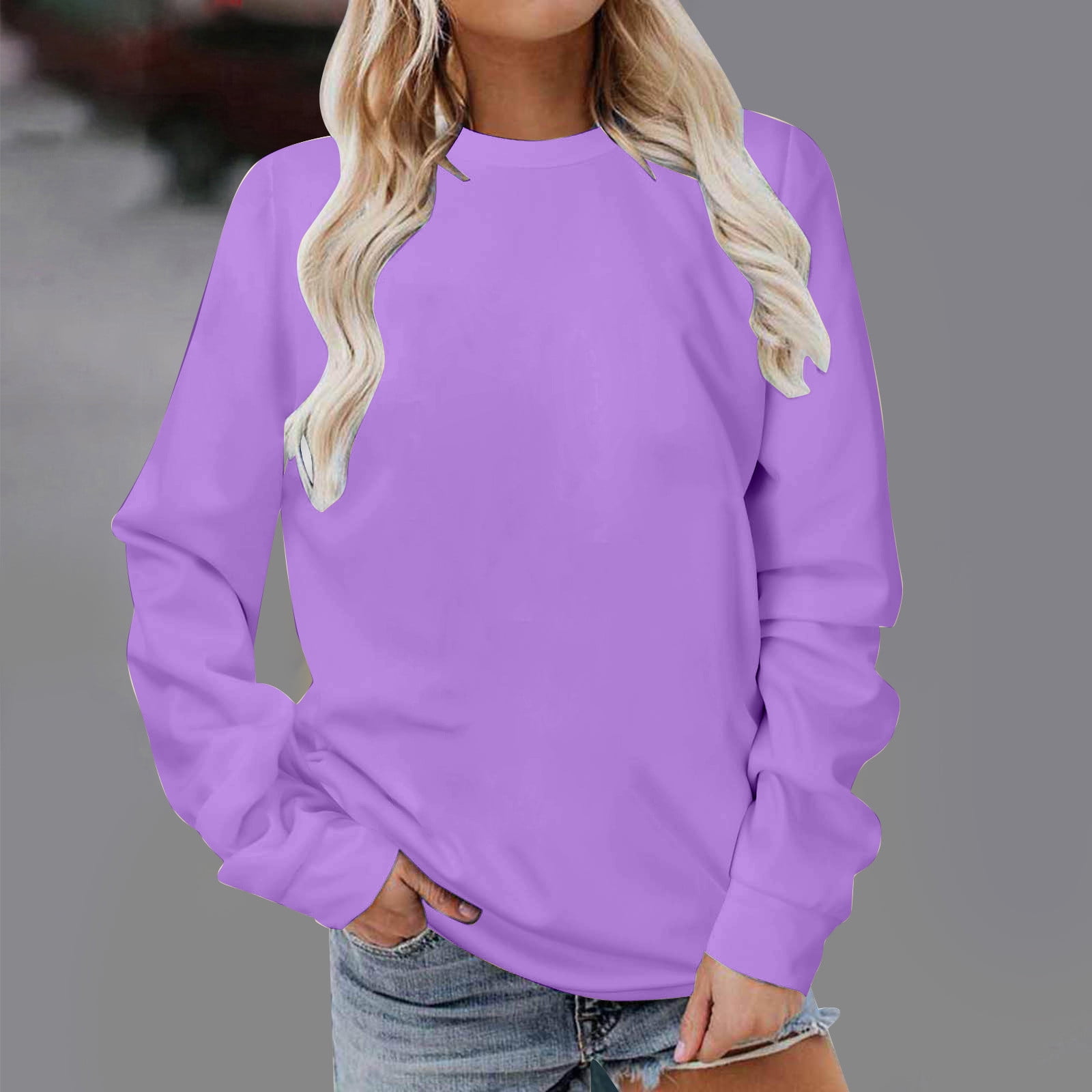 TMY Purple Polo Neck Hem Ruffled Women's Oversized Sweatshirt - 97180 - Indio