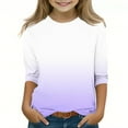 thumbnail image 1 of GaThRRgYP Workout Tops for Women,Womens Summer Tops under $5,Children's Solid Color 3/4 Sleeve Round Neck Tops/shirt Purple#2 150, 1 of 5