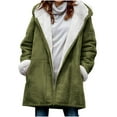 thumbnail image 1 of Holiday Deals Saving! Pejock Jackets for Women Winter Warm Sherpa Lined Coats Plus Size Hooded Parka Faux Suede Long Pea Coat Outerwear Classic-Fit Soft Fuzzy Jackets Overcoat, 1 of 6