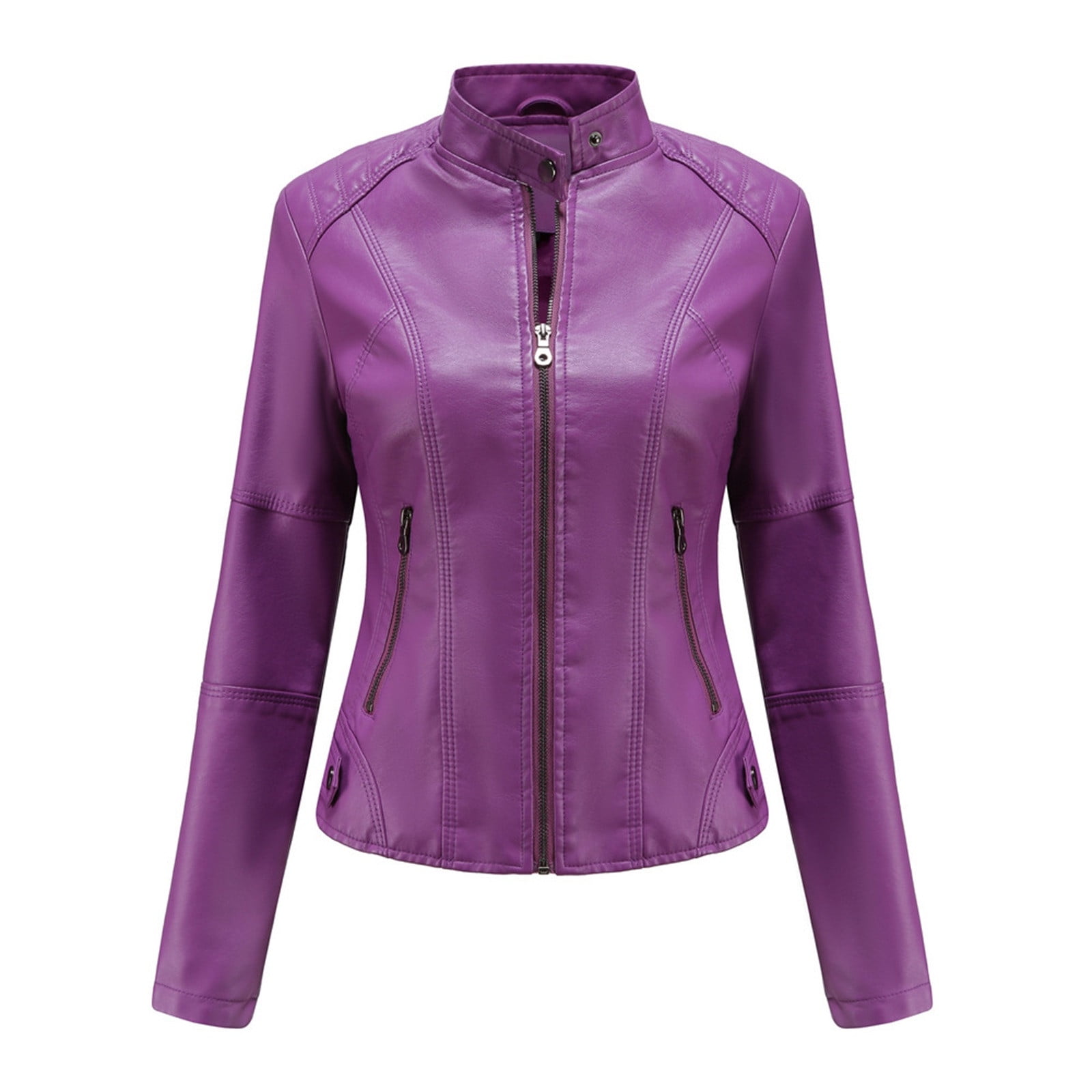 Holiday Deals Saving! Pejock Women's Faux Leather Jackets Zip Up ...