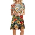 thumbnail image 1 of Holiday Deals Saving!Viikei Plus Size Summer Maxi Dress for Women,Women's Short Sleeved Dress with Floral Print Round Neck Dress Multicolor L, 1 of 5