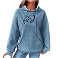 thumbnail image 1 of Holiday Usmixi Womens Hoodies Winter Drawstring Hooded Sweatshirt for Women Plus Size Loose Casual Pocket Pullover Hoodies Sweater Fashion Heart Print Graphics Sweatshirt Tops Big Saving, 1 of 6