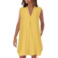 thumbnail image 1 of Holiday Deals! Women Swimsuits,Women's Casual European New Shirt With V-Neck Solid Color Beach Sun Protection Dress Sleeveless Knee-Length Dress,Relaxed & Stylish for Beach Days & Vacation, 1 of 6