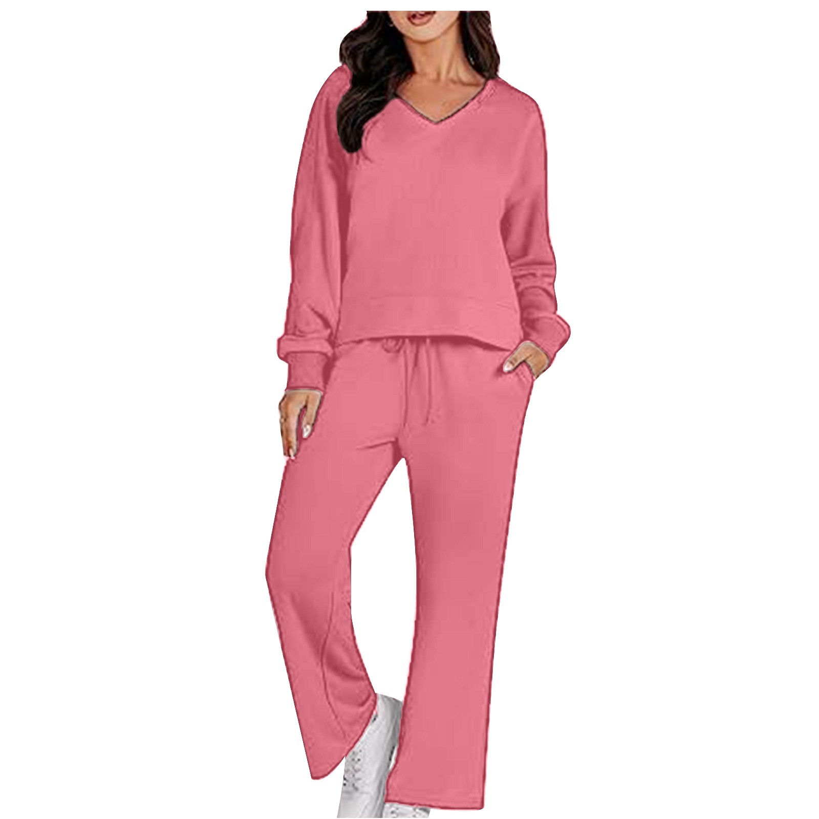 Holiday Deals Yievot Women's Solid Sweatsuits Set 2 Piece Outfits Long ...