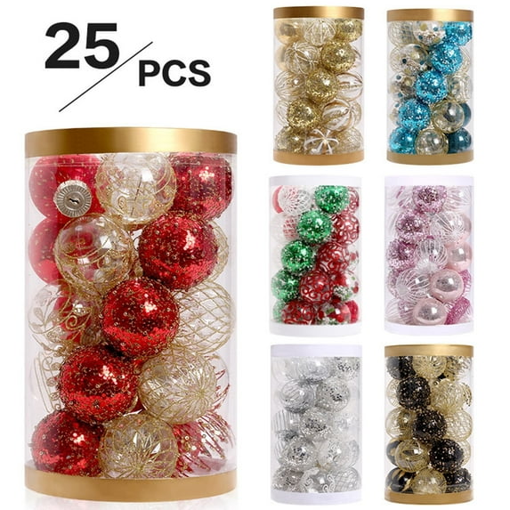 karymi 25 Pcs 6cm Plastic Christmas Tree Ornaments Painted Christmas Balls Set Hanging Pendant Ornaments Christmas Decorations Party Supplies Home Decor Office Decor