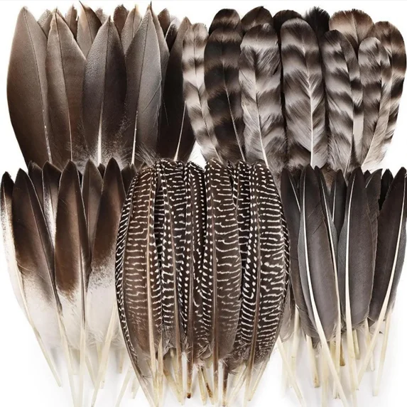 Holiday Deals karymi 30pcs Natural Feathers for Crafts DIY Turkey and Pheasant Mixed Styles for Handmade Christmas Halloween Wedding Party Decorations Christmas Party Favors Holiday Deals