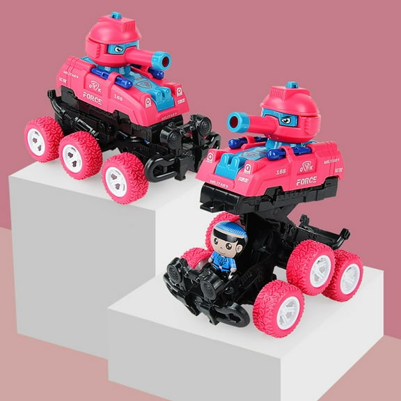 Holiday Deals karymi 6-Wheel Collision Deformation Car Inertial Launch Tank Transformable Vehicle for Boys Kids Manual Flip Toy 4.72x3.15 Inches Christmas Party Favors Winter Savings