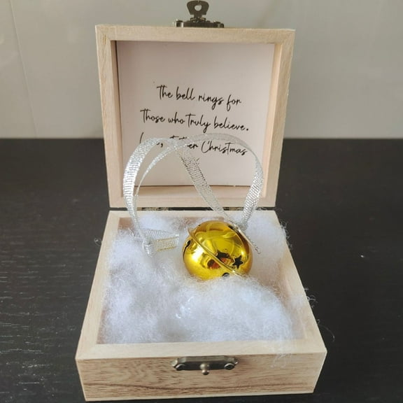 karymi Christmas Magical Bell Keepsake Ornament 3.94x3.94x1.97in Iron Design with Decorative Wooden Box Card Holiday Gift Christmas Outdoor Decorations Week