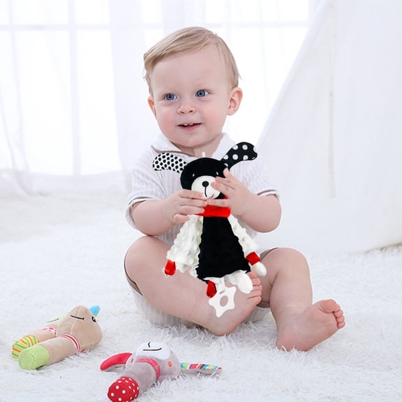 Holiday Deals karymi High Contrast Security Blanket with Jingle Crinkle Sound Paper Soft Baby Unisex Baby Gifts for Boys and Girls Baby Snu-ggle Toy Baby Stuffed Kids Toys Summer Clearance